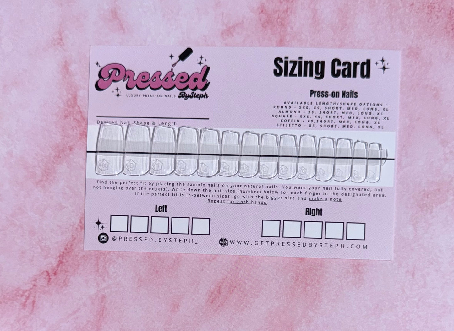 Sizing Card