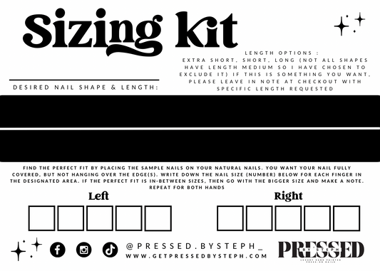 Sizing Card